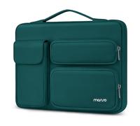 MOSISO 360 Protective Laptop Case 13.3 inch, 13-13.3 inch Laptop Sleeve Compatible with MacBook Air/Pro 13 / Pro 14, HP Dell ASUS Lenovo, Side Open Bag with 2 Raised&1 Flapover Pockets, Teal Green