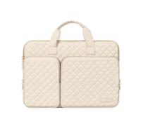 MOSISO 360 Protective Laptop Case 13.3 inch, 13-13.3 inch Laptop Sleeve Compatible with MacBook Air/Pro 13/Pro 14,HP Dell ASUS Lenovo, Square Quilted Bag Cover with 2 Pockets&Handle&Belt, Sand