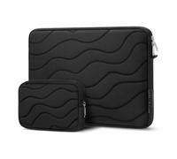 MOSISO 360 Protective Laptop Case 13.3 inch, 13-14 inch Laptop Sleeve Compatible with MacBook Neo/Air 13.6 M5 M4 M3 M2 M1/Pro 13/14, HP Dell ASUS Lenovo, Water Ripple Quilted Bag with Small Case,Black