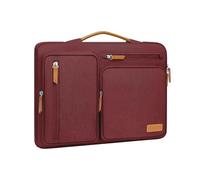 MOSISO 360 Protective Laptop Case 15 inch, 15 inch Laptop Sleeve Compatible with MacBook Air M4 M3 M2 2025-2023, Computer Notebook, Side Open Carrying Case with 4 Zipper Pockets&Handle, Wine Red