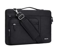 MOSISO 360 Protective Laptop Shoulder Bag,15-15.6 inch Computer Bag Compatible with MacBook Pro 16, HP, Dell, Lenovo, Asus Notebook,Side Open with Front Horizontal&Raised Rectangular Pockets,Black