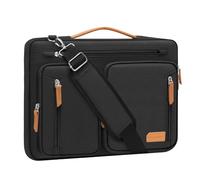 MOSISO 360 Protective Laptop Shoulder Bag, 15-15.6 inch Computer Bags Compatible with MacBook Pro 16, HP, Dell, Lenovo, Notebook, Side Open Messenger Bag with 5 Accessory Pockets & Belt, Black