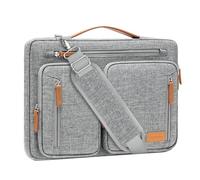 MOSISO 360 Protective Laptop Shoulder Bag, 15-15.6 inch Computer Bags Compatible with MacBook Pro 16, HP, Dell, Lenovo, Notebook, Side Open Messenger Bag with 5 Accessory Pockets & Belt, Gray