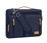 MOSISO 360 Protective Laptop Shoulder Bag, 15-15.6 inch Computer Bags Compatible with MacBook Pro 16, HP, Dell, Lenovo, Notebook, Side Open Messenger Bag with 5 Accessory Pockets & Belt, Navy Blue