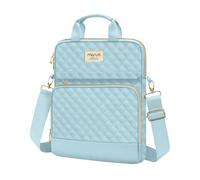 MOSISO 9-11 Inch Tablet Sleeve for iPad Pro M4, Air M2 2024, 10 & Air 5 10.9, 9/8/7th 10.2, Tab S8/S9 11, Square Quilted Carrying Case With Front 2 Pockets, Ice Blue