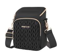 MOSISO Camera Bag, Small Dual Access Crossbody Shoulder Bag for Mirrorless/Digital Cameras, Wheat Ear Quilted Padded Camera Case with Rain Cover, Photography Purse for Canon/Nikon/Sony, Black