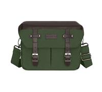 MOSISO Camera Case Crossbody Shoulder Messenger Bag, DSLR/SLR/Mirrorless Photography Vintage PU Leather Flap Gadget Bag with Rain Cover Compatible with Canon/Nikon/Sony Camera and Lens, Army Green