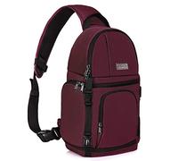 MOSISO Camera Sling Bag, DSLR/SLR/Mirrorless Camera Backpack Case Shockproof Photography Backpack with Tripod Holder & Removable Modular Inserts Compatible with Canon/Nikon/Sony/Fuji, Wine Red