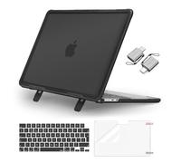 MOSISO Case Compatible with MacBook Air 13 inch M4 M3 M2 2025 2024 2023 2022 A3240 A3113 A2681, for MacBook Air 13.6 Case Shockproof Cover Fold Kickstand &KeyboardSkin&Type C&ScreenFilm, Black
