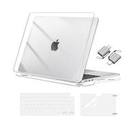 MOSISO Compatible with MacBook Air 13 Case,13.6" Display, Crystal Clear | Hard Shell Compatible with MacBook Air 13.6 inch Case M5 M4 M3 M2 2026-2022&Keyboard Cover&Screen Protector&Type C Adapter
