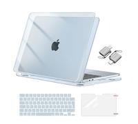 MOSISO Compatible with MacBook Air 13 Case,13.6" Display, Crystal Sky Blue | Hard Shell Compatible with MacBook Air 13.6 inch Case M5 M4 M3 M2 2026-2022&Keyboard Cover&Screen Protector&Type C Adapter