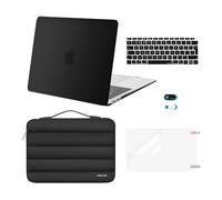 MOSISO Compatible with MacBook Air 13 inch Case 2021 2020 2019 2018 M1 A2337 A2179 A1932 with Retina, Plastic Hard Case Cover&Puffy Sleeve Bag&Keyboard Skin&Webcam Cover&Screen Protector, Black