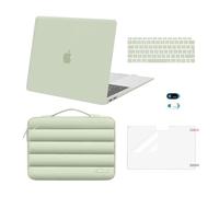 MOSISO Compatible with MacBook Air 13 inch Case 2021 2020 2019 2018 M1 A2337 A2179 A1932 with Retina, Plastic Hard Case Cover&Puffy Sleeve Bag&Keyboard Skin&Webcam Cover&Screen Protector, Sage Green