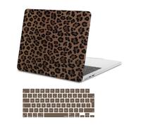 MOSISO Compatible with MacBook Air 13 inch Case 2025 2024-2022 M4 A3240 M3 A3113 M2 A2681, Anti-Fingerprint Cheetah Spots PU Leather Coated Hard Shell&Keyboard Cover for MacBook Air 13.6 Case, Brown