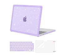 MOSISO Compatible with MacBook Air 13 inch Case 2025 2024 2022 M4 M3 M2 A3240 A3113 A2681, Anti-Cracking Glitter Hard Shell TPU Bumper for MacBook Air 13.6 Case &KeyboardSkin&ScreenFilm, Purple
