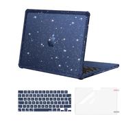 MOSISO Compatible with MacBook Air 13 inch Case 2025 2024 2022 M4 M3 M2 A3240 A3113 A2681, Anti-Cracking Glitter Hard Shell TPU Bumper for MacBook Air 13.6 Case &KeyboardSkin&ScreenFilm, Midnight Blue