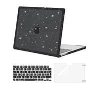 MOSISO Compatible with MacBook Air 13 inch Case 2025 2024 2022 M4 M3 M2 A3240 A3113 A2681, Anti-Cracking Glitter Hard Shell TPU Bumper for MacBook Air 13.6 Case &KeyboardSkin&ScreenFilm, Black