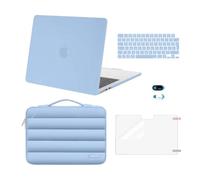 MOSISO Compatible with MacBook Air 13 inch Case 2025 2024-2022 M4 M3 M2 A3240 A3113 A2681, Hard Shell Cover&Puffy Bag&KeyboardSkin&Webcam Cover&ScreenFilm for MacBook Air 13.6 inch Case, Air Blue