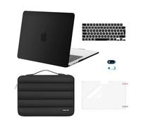 MOSISO Compatible with MacBook Air 13 inch Case 2025 2024-2022 M4 M3 M2 A3240 A3113 A2681, Hard Shell Cover&Puffy Bag&KeyboardSkin&Webcam Cover&ScreenFilm for MacBook Air 13.6 inch Case, Black