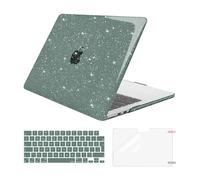 MOSISO Compatible with MacBook Air 13 inch Case 2025 2024 2023 2022 M4 A3240 M3 A3113 M2 A2681, Glitter Sparkly Hard Shell &Keyboard Skin&Screen Protector for MacBook Air 13.6 inch Case, Emerald Green