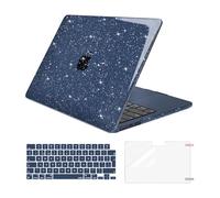 MOSISO Compatible with MacBook Air 13 inch Case 2025 2024 2023 2022 M4 A3240 M3 A3113 M2 A2681, Glitter Sparkly Hard Shell &Keyboard Skin&Screen Protector for MacBook Air 13.6 inch Case, Midnight Blue