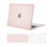 MOSISO Compatible with MacBook Air 13 inch Case 2026-2022 M5 M4 M3 M2 A3449 A3240 A3113 A2681,Anti-Cracking Horizontal Stripe TPU Bumper Hard Shell&KeyboardSkin&ScreenFilm for Mac Air 13.6, Pink
