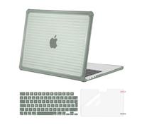 MOSISO Compatible with MacBook Air 13 inch Case 2026-2022 M5 M4 M3 M2 A3449 A3240 A3113 A2681,Anti-Cracking Horizontal Stripe TPU Bumper Hard Shell&KeyboardSkin&ScreenFilm for Mac Air 13.6, Green