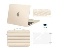 MOSISO Compatible with MacBook Air 13 inch Case 2026-2022 M5 M4 M3 M2 A3449 A3240 A3113 A2681, Hard Shell Cover&Puffy Bag&KeyboardSkin&Webcam Cover&ScreenFilm for MacBook Air 13.6" Case, Starlight