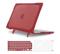 MOSISO Compatible with MacBook Air 13 inch Case 2026-2022 M5 M4 M3 M2 A3449 A3240 A3113 A2681, Heavy Duty Hard Shell for Air Laptop Case 13.6 inch Fold Kickstand&Keyboard Cover&Screen Film, Red