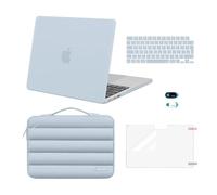 MOSISO Compatible with MacBook Air 13 inch Case 2026 2025-2022 M4 M3 M2 A3240 A3113 A2681, Hard Shell Cover&Puffy Bag&KeyboardSkin&Webcam Cover&ScreenFilm for MacBook Air 13.6 inch Case, Baby Blue