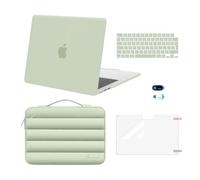 MOSISO Compatible with MacBook Air 13 inch Case 2026 2025-2022 M4 M3 M2 A3240 A3113 A2681, Hard Shell Cover&Puffy Bag&KeyboardSkin&Webcam Cover&ScreenFilm for MacBook Air 13.6 inch Case, Sage Green