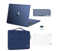 MOSISO Compatible with MacBook Air 13 inch Case 2026 2025-2022, Midnight | TPU Bumper Hard Shell&Puffy Sleeve Bag&Keyboard Skin&Webcam Cover&Screen Protector for Mac Air 13.6 M5 M4 M3 M2