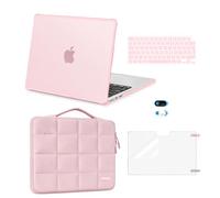 MOSISO Compatible with MacBook Air 13 inch Case 2026 2025-2022, Pink | TPU Bumper Hard Shell&Puffy Sleeve Bag&Keyboard Skin&Webcam Cover&Screen Protector for Mac Air 13.6 M5 M4 M3 M2