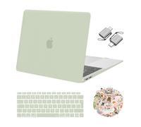 MOSISO Compatible with MacBook Air 13 inch Case M1 2021 2020-2018 A2337/2179/1932 Touch ID, Hard Shell Cover for MacBook Air M1 Case 13.3 &Keyboard Cover&Laptop Decals&Type C Adapter, Sage Green