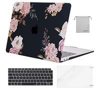 MOSISO Compatible with MacBook Air 13 inch Case M1 2021 2020 2019 2018 A2337 A2179 A1932 Retina Touch ID, Plastic Hard Shell &Keyboard Cover &Screen Protector &Storage Bag, Pink Peony