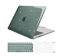 MOSISO Compatible with MacBook Air 13 inch Case M1 2021 2020 2019 2018, Glitter Sparkly Hard Shell for MacBook Air M1 Case 13.3 inch A2337/2179/1932 with Keyboard Cover&Screen Protector, Emerald Green