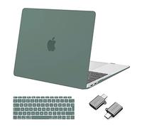 MOSISO Compatible with MacBook Air 13 inch Case M1 2021 2020 2019 2018, Plastic Hard Shell Cover for MacBook Air M1 Case 13.3 inch A2337 A2179 A1932 with Keyboard Cover&Type C Adapter, Midnight Green