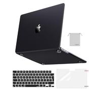 MOSISO Compatible with MacBook Air 13 inch Case M4 M3 M2 2025-2022 A3240 A3113 A2681, Ultra-Thin Natural Original Hard Shell for MacBook Air 13.6 Case&Keyboard Cover&Screen Film&Pouch, Black Clear