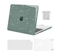MOSISO Compatible with MacBook Air 13 inch Case M4 M3 M2 2025 2024 2023 2022 A3240 A3113 A2681 Chip Touch ID, Sparkly Glitter Hard Shell Cover&Keyboard Cover&ScreenFilm&Storage Bag, Emerald Green