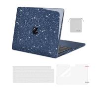 MOSISO Compatible with MacBook Air 13 inch Case M4 M3 M2 2025 2024 2023 2022 A3240 A3113 A2681 Chip Touch ID, Sparkly Glitter Hard Shell Cover&Keyboard Cover&ScreenFilm&Storage Bag, Midnight Blue