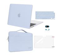 MOSISO Compatible with MacBook Air 13 inch Case M4 M3 M2 2026 2025 2024-2022 A3240 A3113 A2681, Hard Shell&Sleeve Bag&Keyboard Skin&Webcam Cover&ScreenFilm for MacBook Air 13.6 Case, Cerulean Blue