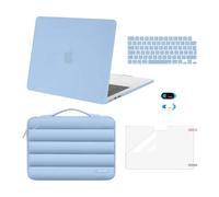 MOSISO Compatible with MacBook Air 13 inch Case M5 2026 M4 M3 M2 2025-2022 | A3449 A3240 A3113 A2681,Hard Case&Puffy Bag&Keyboard Cover&Webcam Cover&Screen Protector for MacBook Air 13.6, Air Blue