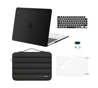 MOSISO Compatible with MacBook Air 13 inch Case M5 2026 M4 M3 M2 2025-2022 | A3449 A3240 A3113 A2681,Hard Case&Puffy Bag&Keyboard Cover&Webcam Cover&Screen Protector for MacBook Air 13.6, Black