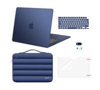 MOSISO Compatible with MacBook Air 13 inch Case M5 2026 M4 M3 M2 2025-2022 | A3449 A3240 A3113 A2681,Hard Case&Puffy Bag&Keyboard Cover&Webcam Cover&Screen Protector for MacBook Air 13.6, Midnight Blue