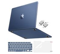 MOSISO Compatible with MacBook Air 13 inch Case M5 M4 M3 M2 2026-2022 A3449 A3240 A3113 A2681 13.6 inch Display,4 in 1 Kit Crack-Resistant Reinforced Coners Guard Hard Shell Cover, Midnight