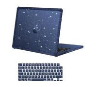 MOSISO Compatible with MacBook Air 13 inch Case M5 M4 M3 M2 2026-2022 A3449 A3240 A3113 A2681, Anti-Cracking & Anti-Fingerprint Glitter Sparkly Hard Shell TPU Bumper&Keyboard Cover, Midnight Blue