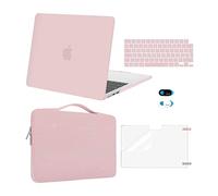MOSISO Compatible with MacBook Air 13 inch Case M5 M4 M3 M2 2026-2022 A3449 A3240 A3113 A2681, Hard Shell&Sleeve Bag&Keyboard Skin&Webcam Cover&ScreenFilm for MacBook Air 13.6 Case, Baby Pink