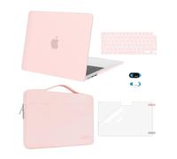 MOSISO Compatible with MacBook Air 13 inch Case M5 M4 M3 M2 2026-2022 A3449 A3240 A3113 A2681, Hard Shell&Sleeve Bag&Keyboard Skin&Webcam Cover&ScreenFilm for MacBook Air 13.6 Case, Chalk Pink