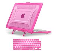 MOSISO Compatible with MacBook Air 13 inch Case M5 M4 M3 M2 2026-2022 A3449 A3240 A3113 A2681, Honeycomb TPU Bumper Hard Shell Fold Kickstand Case for MacBook Air 13.6" &Keyboard Skin, Rose Red