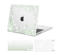 MOSISO Compatible with MacBook Air 13 inch Case M5 M4 M3 M2 2026-2022 A3449 A3240 A3113 A2681, Tiny Flowers Hard Shell Case&Keyboard Cover&Screen Protector for MacBook Air 13.6 inch Case, Green